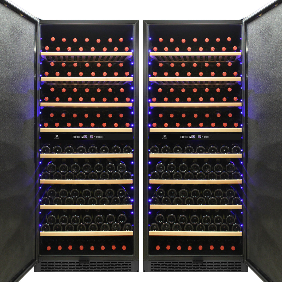 Vinotemp EL-300GFEB Garage Dual-Zone Large Capacity Wine Cooler, 300 Bottle Capacity, in Black