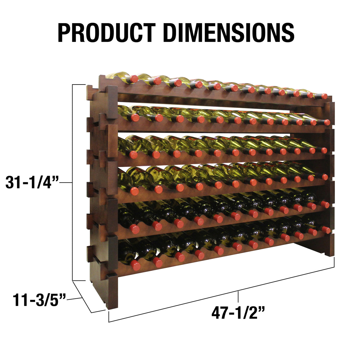 Vinotemp EP-4472-72 Modular Wine Rack, 6 x 12, 72 Bottle Capacity, in Cherry (EP-4472-72S-C)