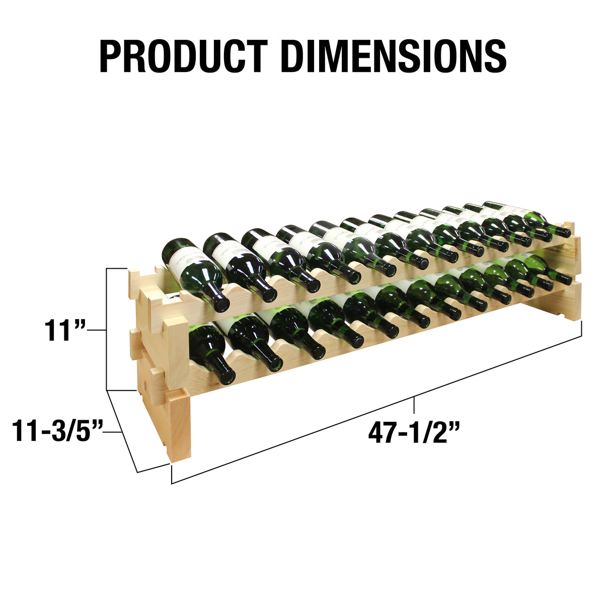 Vinotemp EP-4472-24 Modular Wine Rack, 2 x 12, 24 Bottle Capacity, in Natural (EP-4472-24-C)