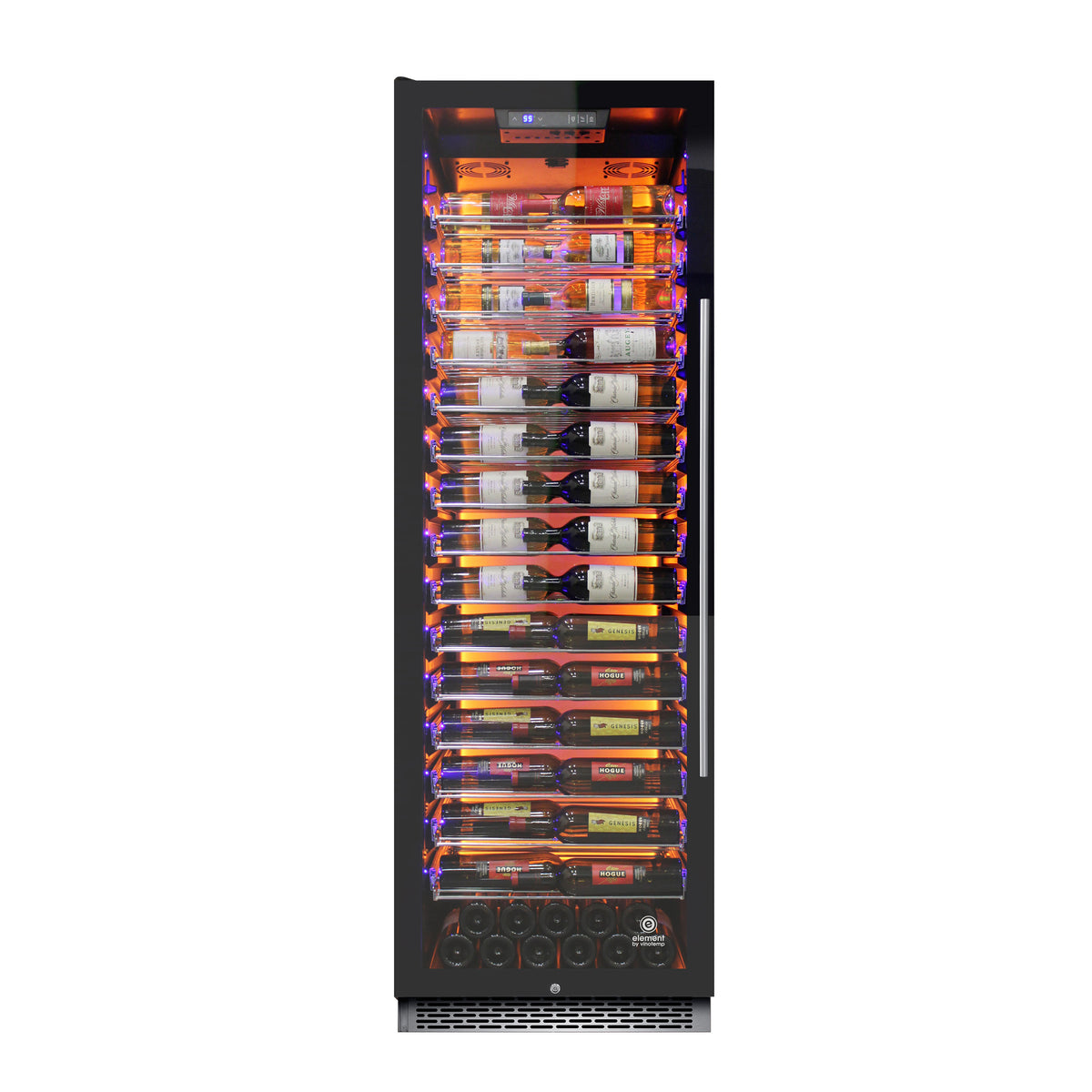 Vinotemp EL-168COMM Backlit Series Commercial 168 Single-Zone Wine Cooler, Left Hinge, 141 Bottle Capacity, in Black (EL-168COMM-L)