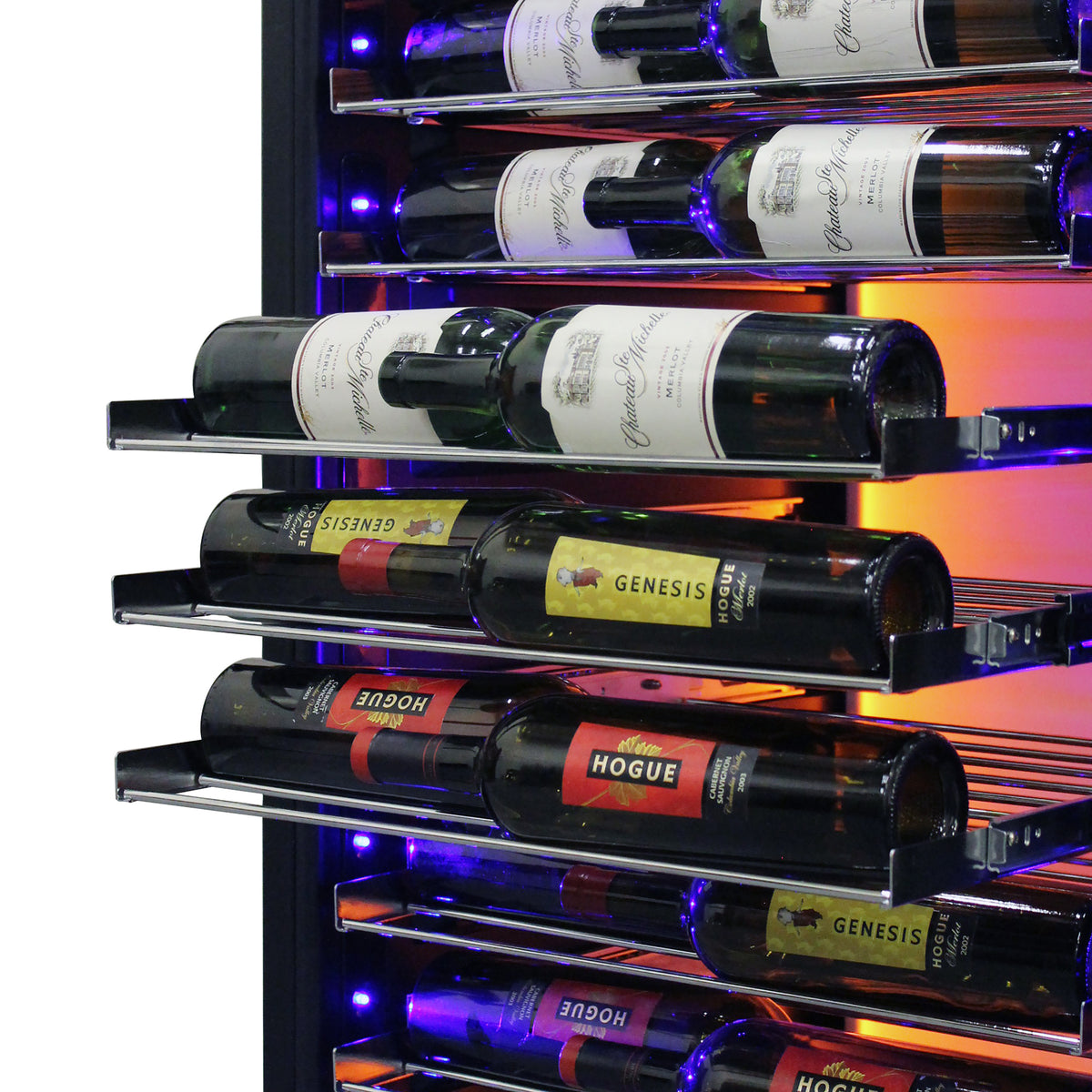 Vinotemp EL-168COMM Backlit Series Commercial 168 Single-Zone Wine Cooler, Left Hinge, 141 Bottle Capacity, in Black (EL-168COMM-L)