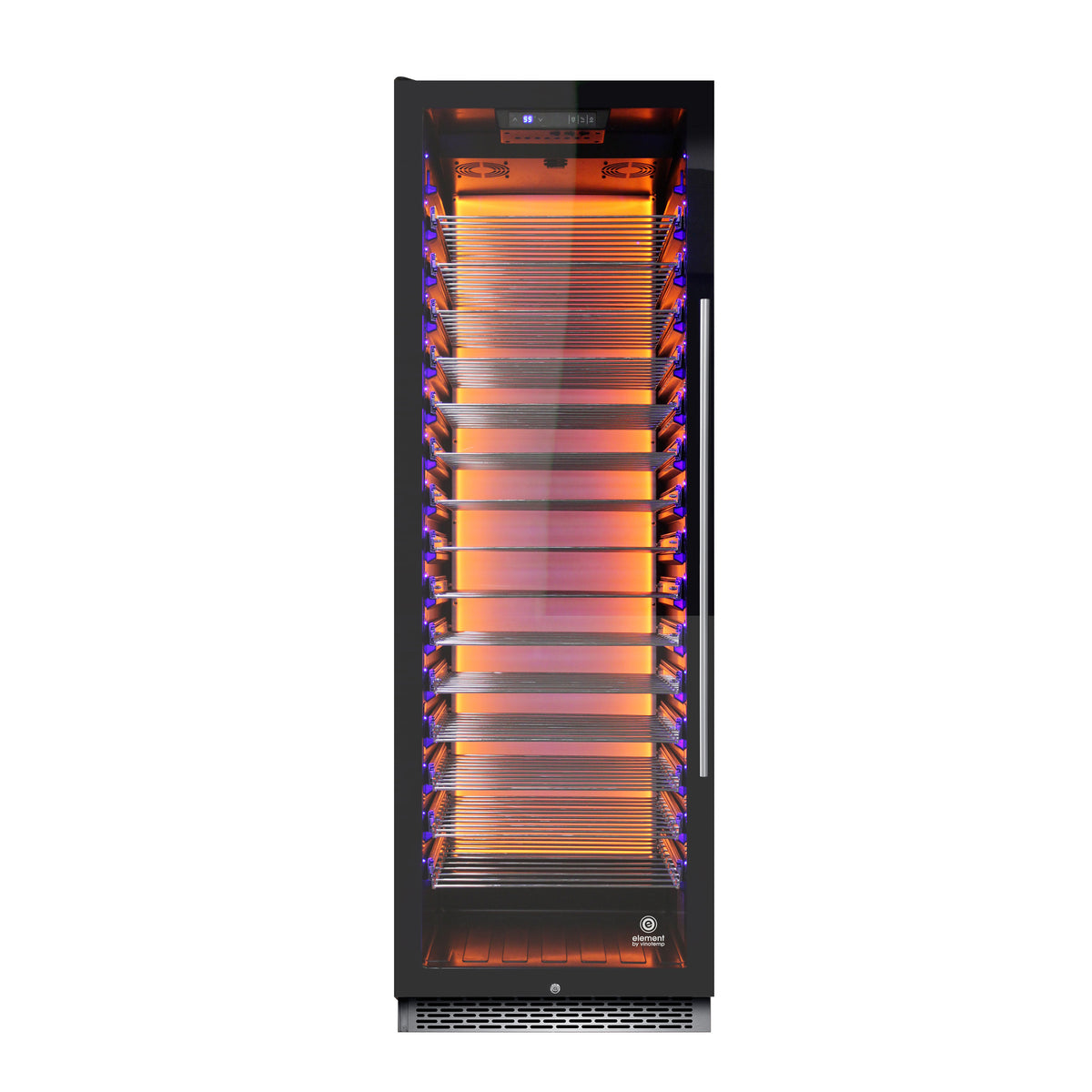 Vinotemp EL-168COMM Backlit Series Commercial 168 Single-Zone Wine Cooler, Left Hinge, 141 Bottle Capacity, in Black (EL-168COMM-L)