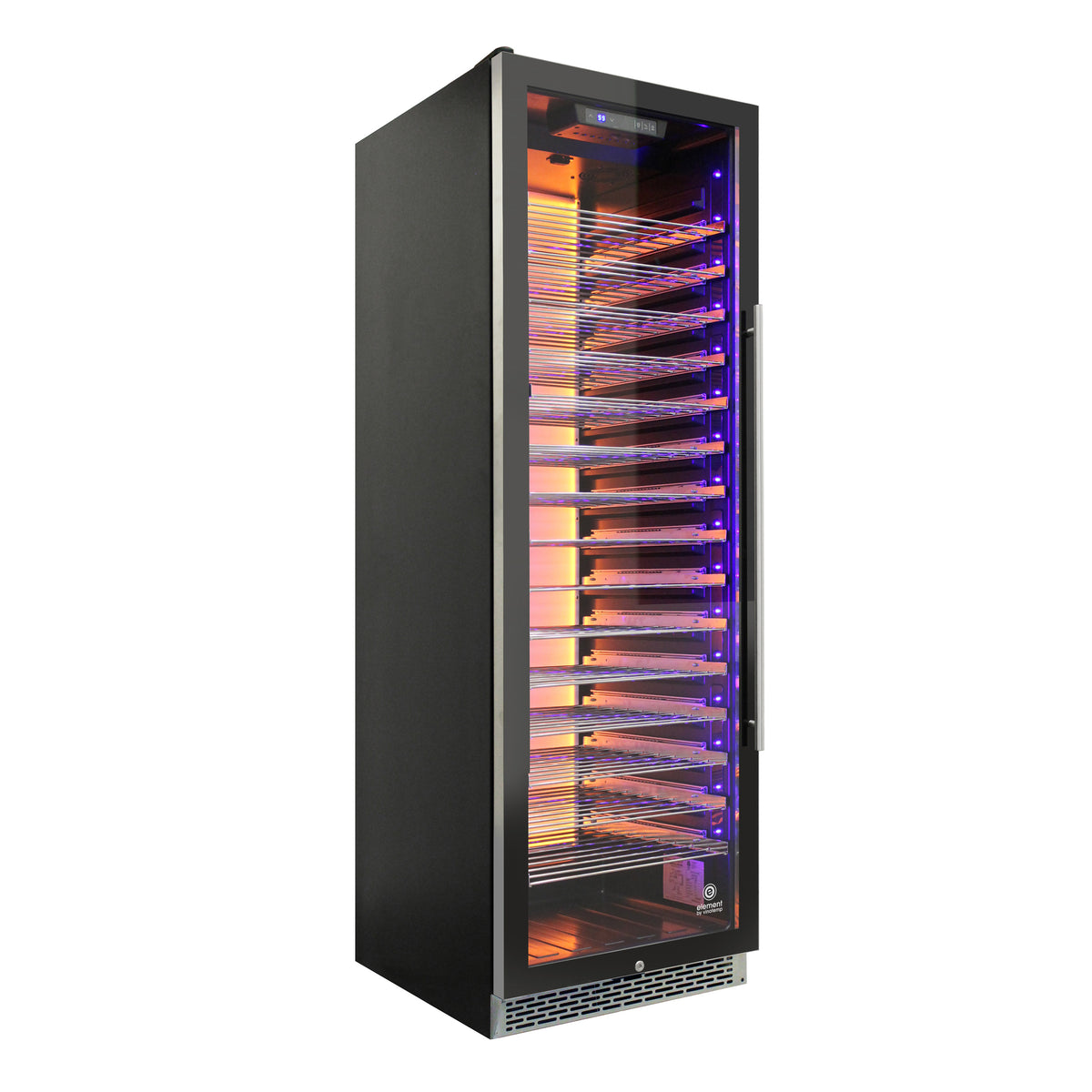 Vinotemp EL-168COMM Backlit Series Commercial 168 Single-Zone Wine Cooler, Left Hinge, 141 Bottle Capacity, in Black (EL-168COMM-L)