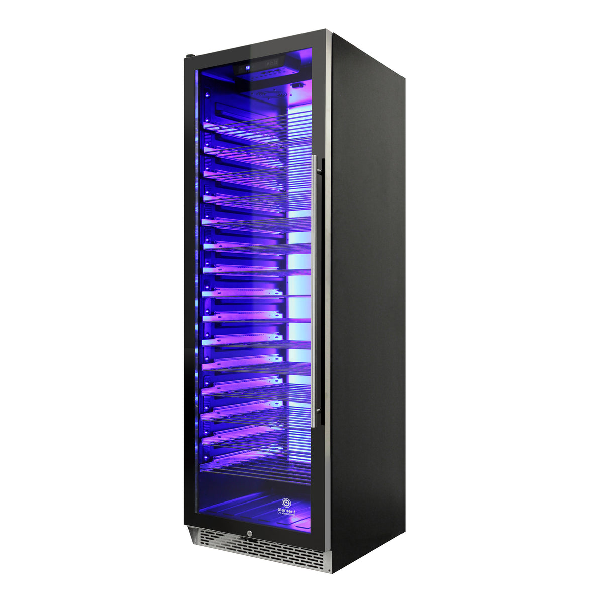 Vinotemp EL-168COMM Backlit Series Commercial 168 Single-Zone Wine Cooler, Left Hinge, 141 Bottle Capacity, in Black (EL-168COMM-L)