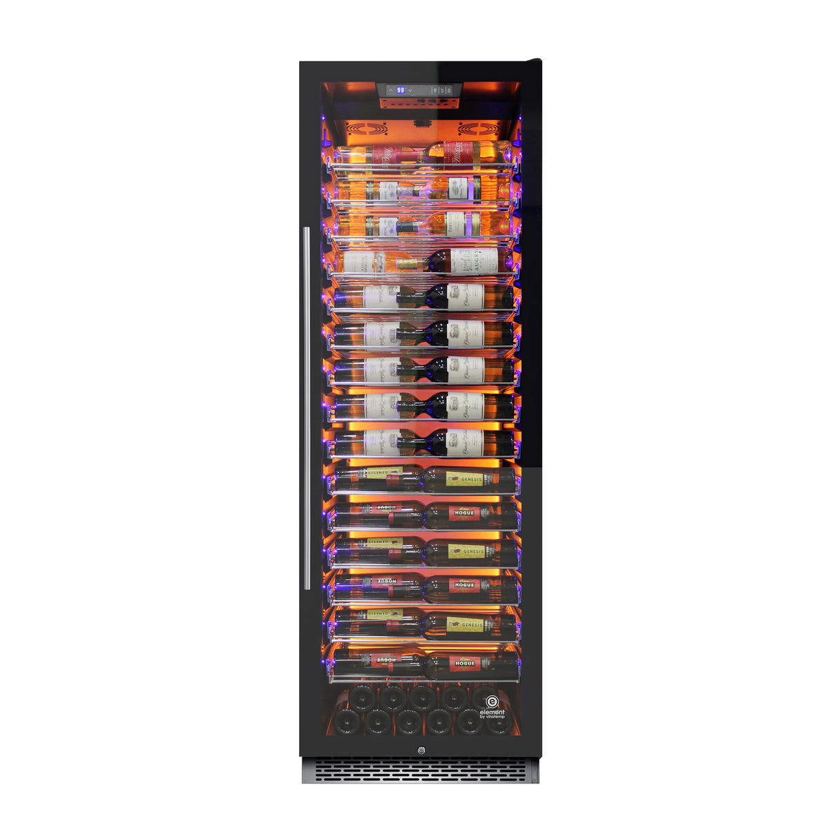 Vinotemp EL-168COMM Backlit Series Commercial 168 Single-Zone Wine Cooler, Right Hinge, 141 Bottle Capacity, in Black