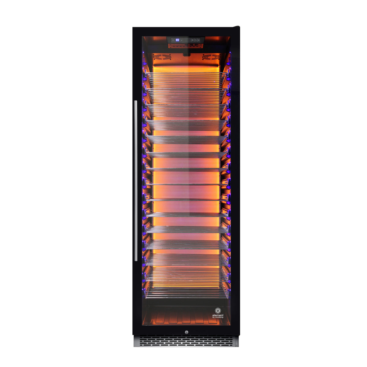 Vinotemp EL-168COMM Backlit Series Commercial 168 Single-Zone Wine Cooler, Right Hinge, 141 Bottle Capacity, in Black