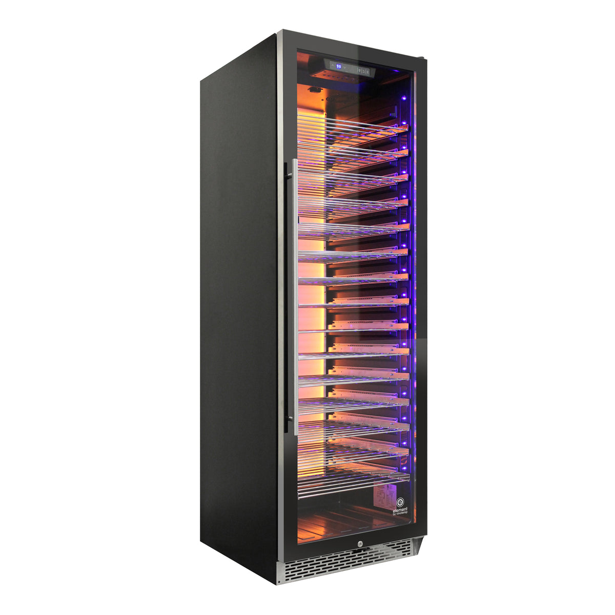 Vinotemp EL-168COMM Backlit Series Commercial 168 Single-Zone Wine Cooler, Right Hinge, 141 Bottle Capacity, in Black