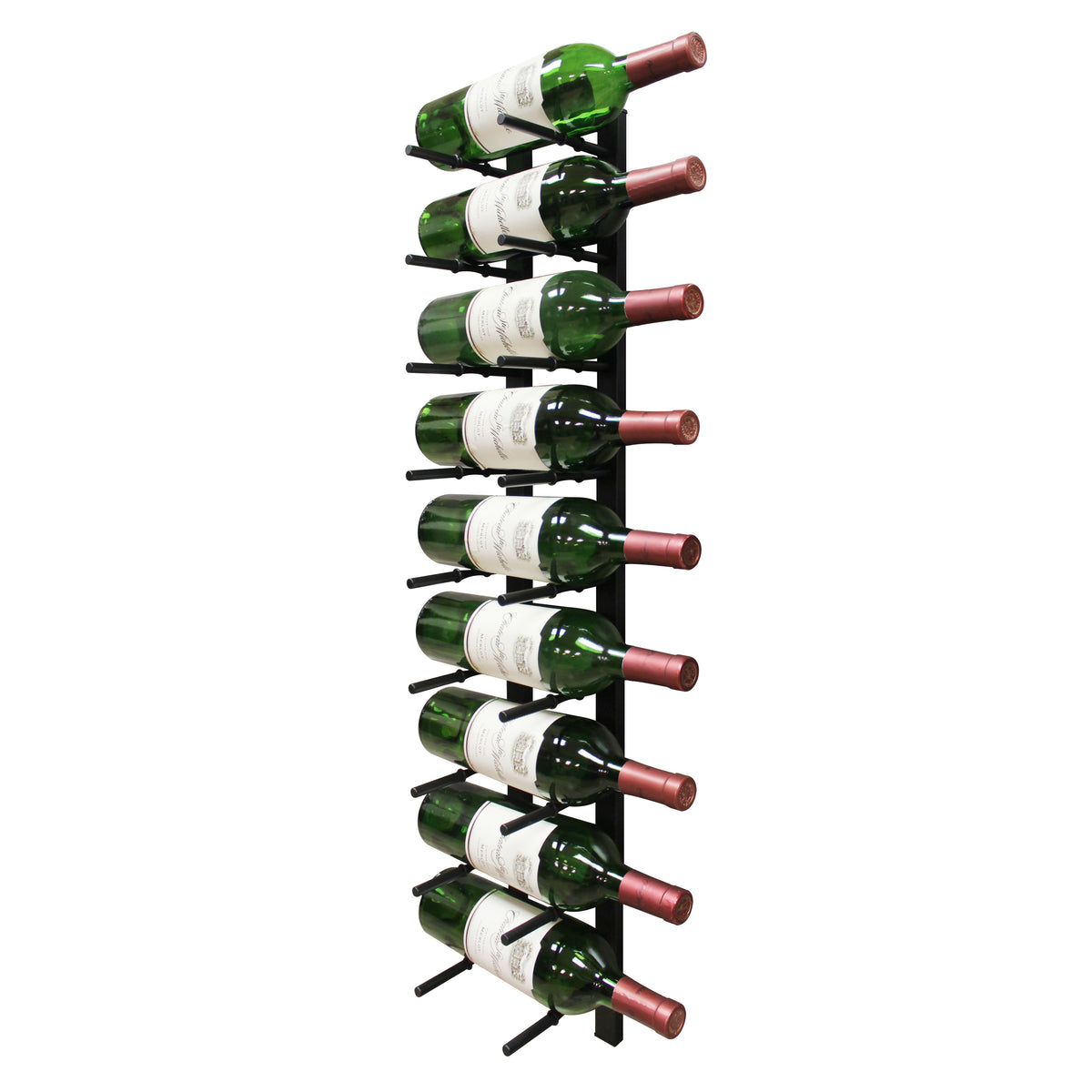 Vinotemp EP-PEGWALL9 Epicureanist Modern Peg Wine Rack, 9 Bottle Capacity, in Black (EP-PEGWALL9B)