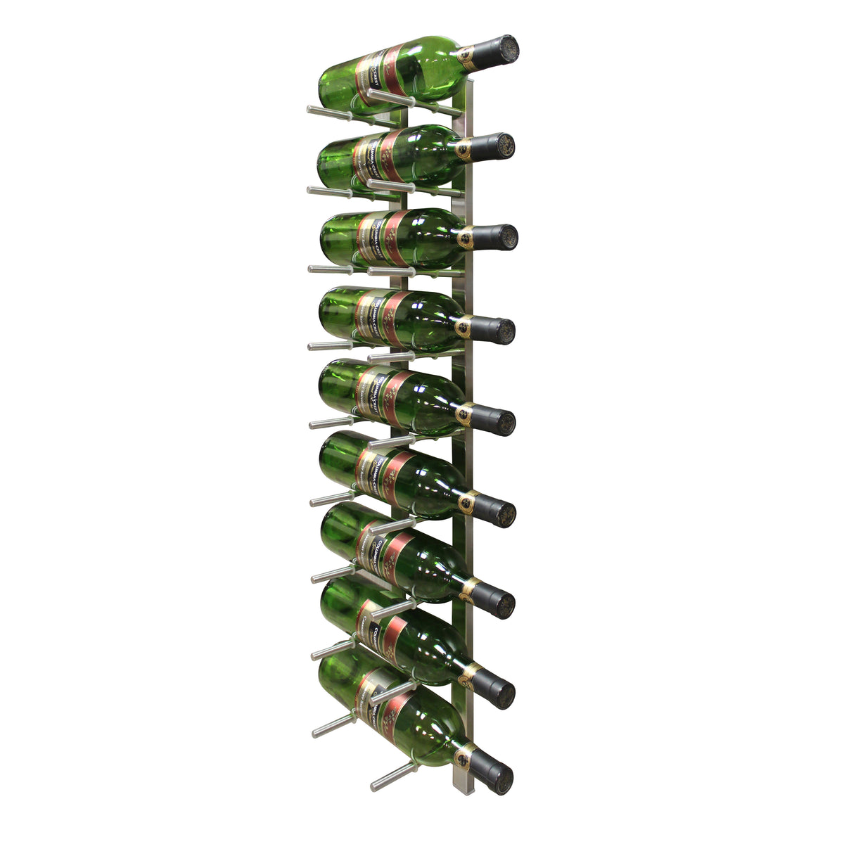 Vinotemp EP-PEGWALL9 Epicureanist Modern Peg Wine Rack, 9 Bottle Capacity, in Stainless Steel (EP-PEGWALL9S)