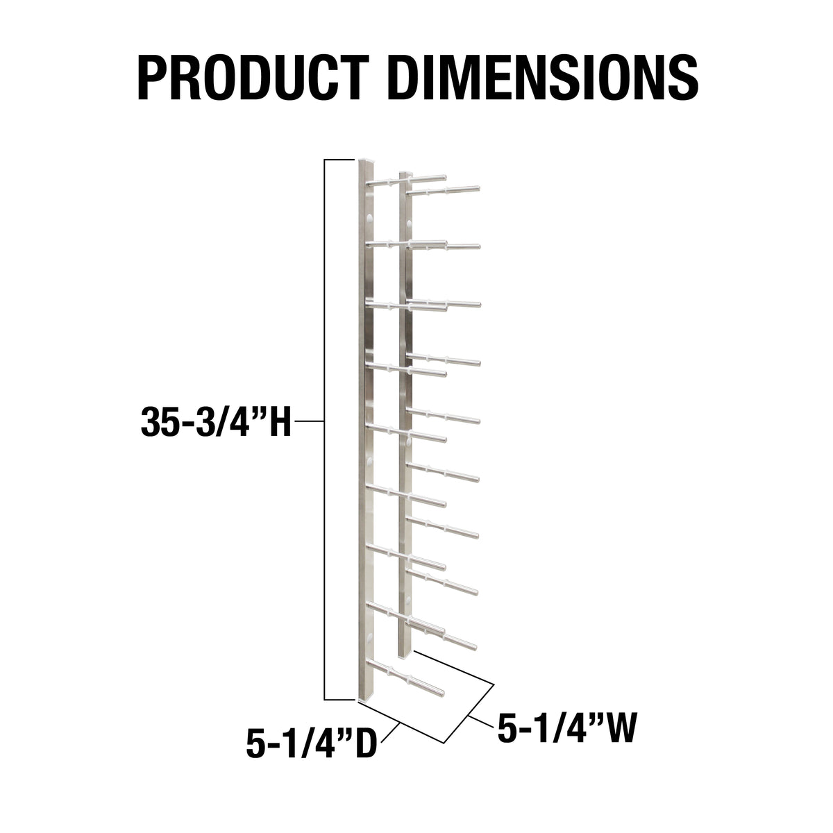 Vinotemp EP-PEGWALL9 Epicureanist Modern Peg Wine Rack, 9 Bottle Capacity, in Stainless Steel (EP-PEGWALL9S)