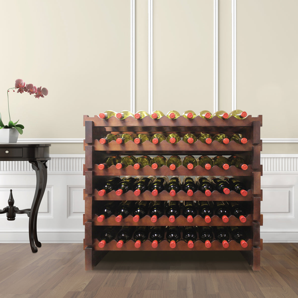 Vinotemp EP-4472-108 Double Modular Wine Rack, 108 Bottle Capacity, in Cherry (EP-4472-108S-C)