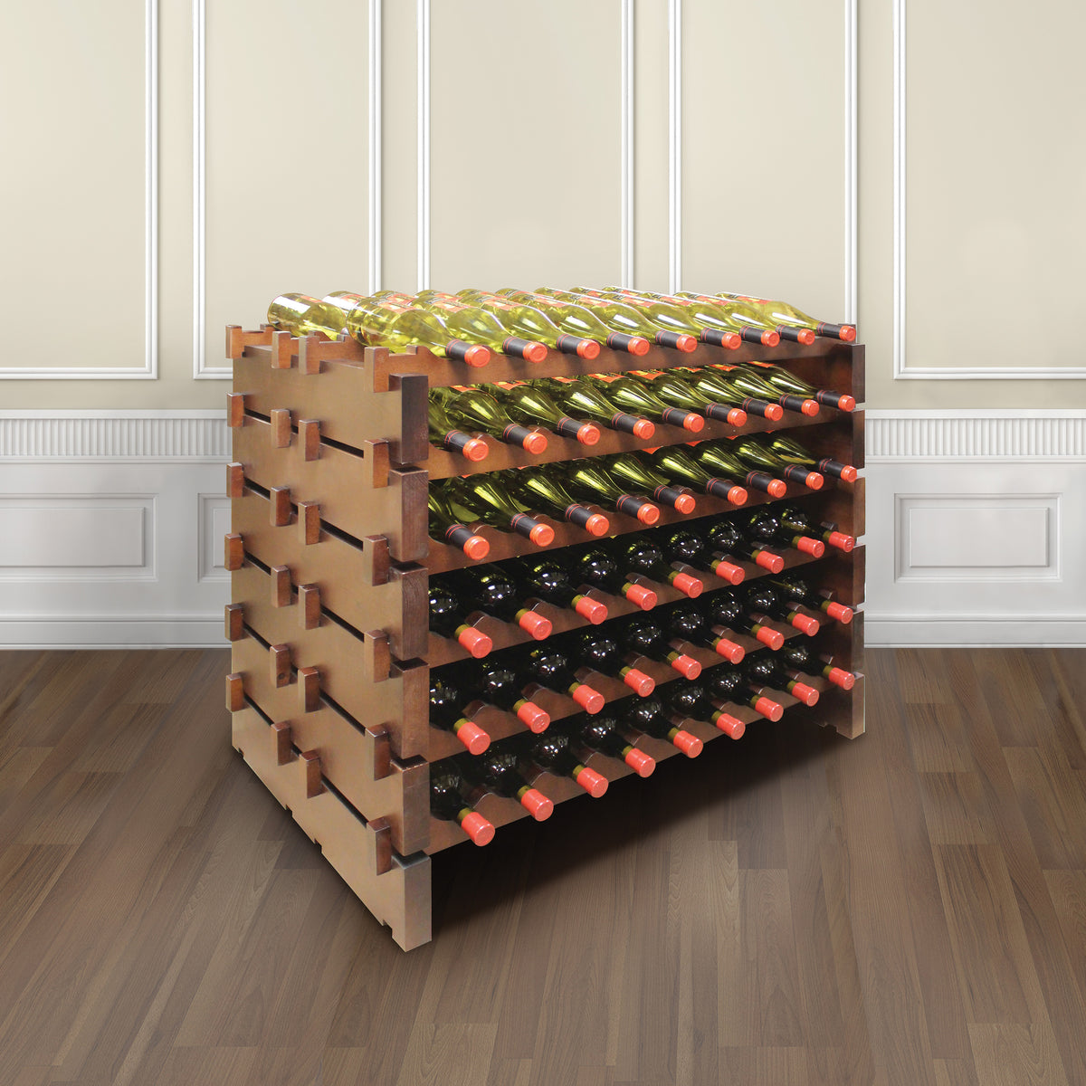 Vinotemp EP-4472-108 Double Modular Wine Rack, 108 Bottle Capacity, in Cherry (EP-4472-108S-C)