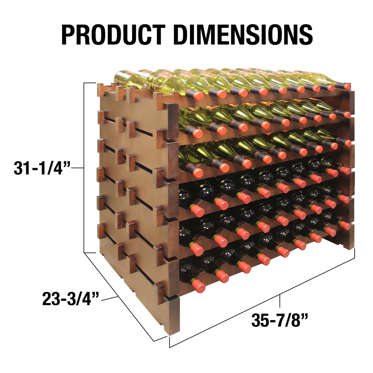 Vinotemp EP-4472-108 Double Modular Wine Rack, 108 Bottle Capacity, in Cherry (EP-4472-108S-C)