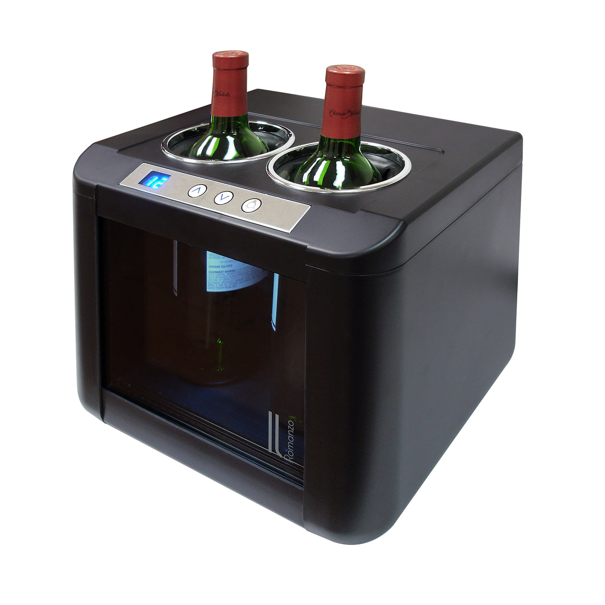 Vinotemp IL-OW002 Il Romanzo Series Single-Zone Open Display Thermoelectric Wine Cooler, 2 Bottle Capacity, in Black