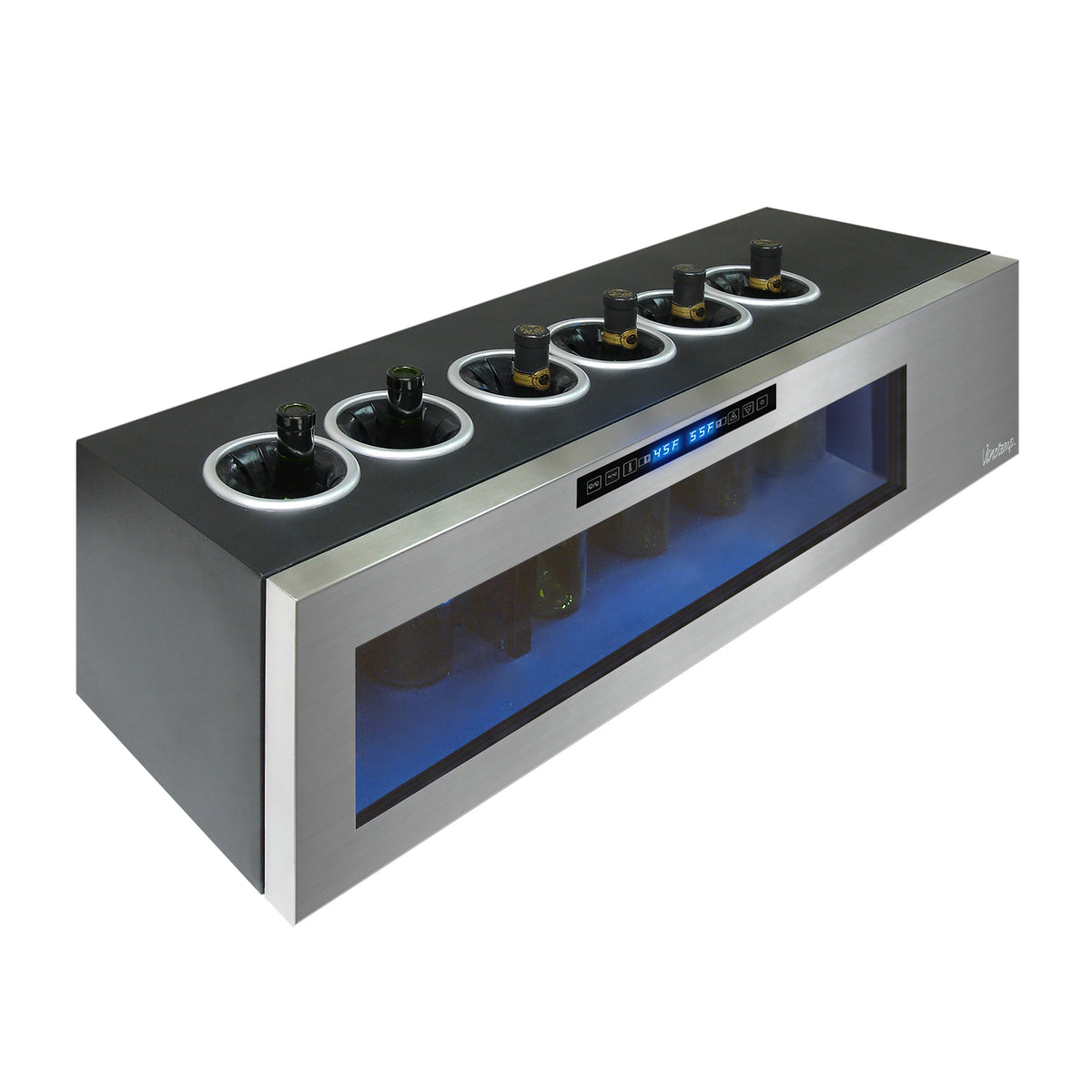 Vinotemp Il Romanzo Series Dual-Zone Open Display Wine Cooler, 6 Bottle Capacity, in Stainless Steel (IL-OW006-2Z)