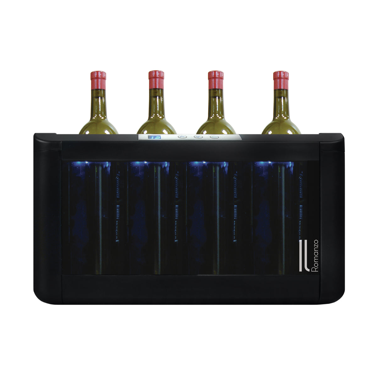 Vinotemp IL-OW004 Il Romanzo Series Single-Zone Open Display Thermoelectric Wine Cooler, 4 Bottle Capacity, in Black