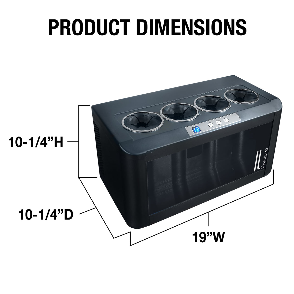 Vinotemp IL-OW004 Il Romanzo Series Single-Zone Open Display Thermoelectric Wine Cooler, 4 Bottle Capacity, in Black