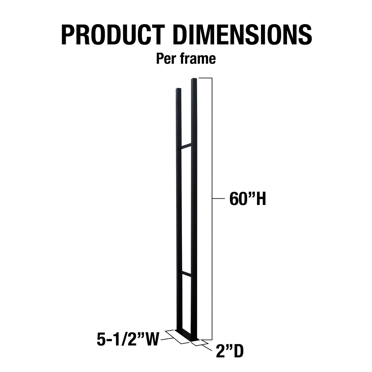 Vinotemp EP-RACKFC Epicureanist Floor to Ceiling Frame, 5 1/2"W x 2"D x 60"H, in Black (EP-RACKFC-B)