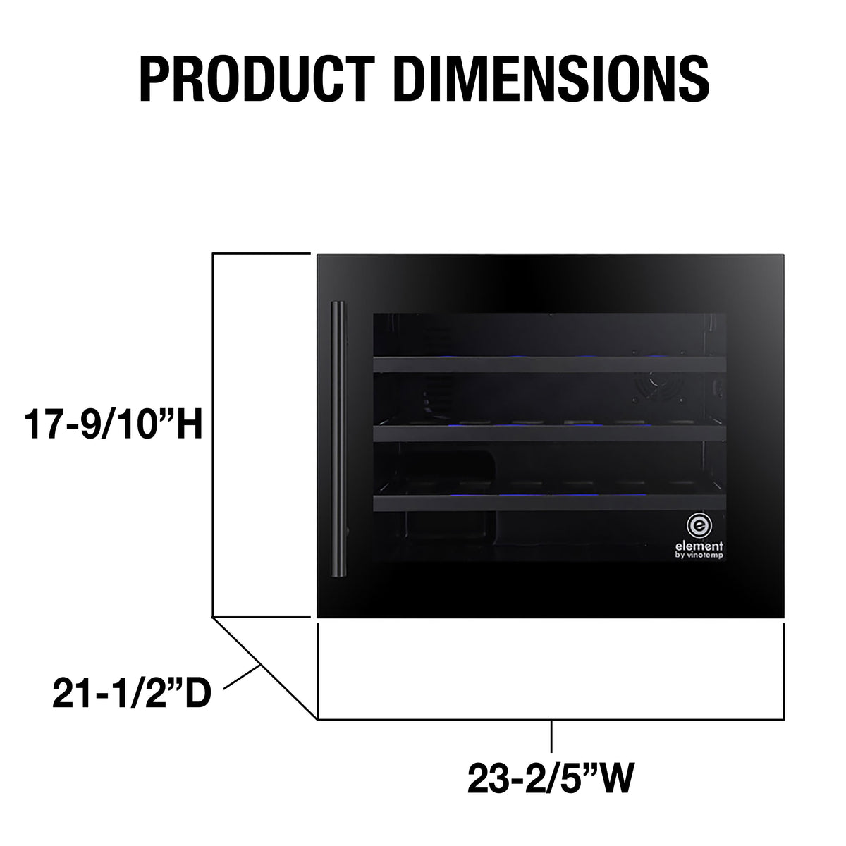 Vinotemp EL-24WCU Wall-Mounted Single-Zone Wine Cooler, 24 Bottle Capacity, in Black (EL-24WCUB)