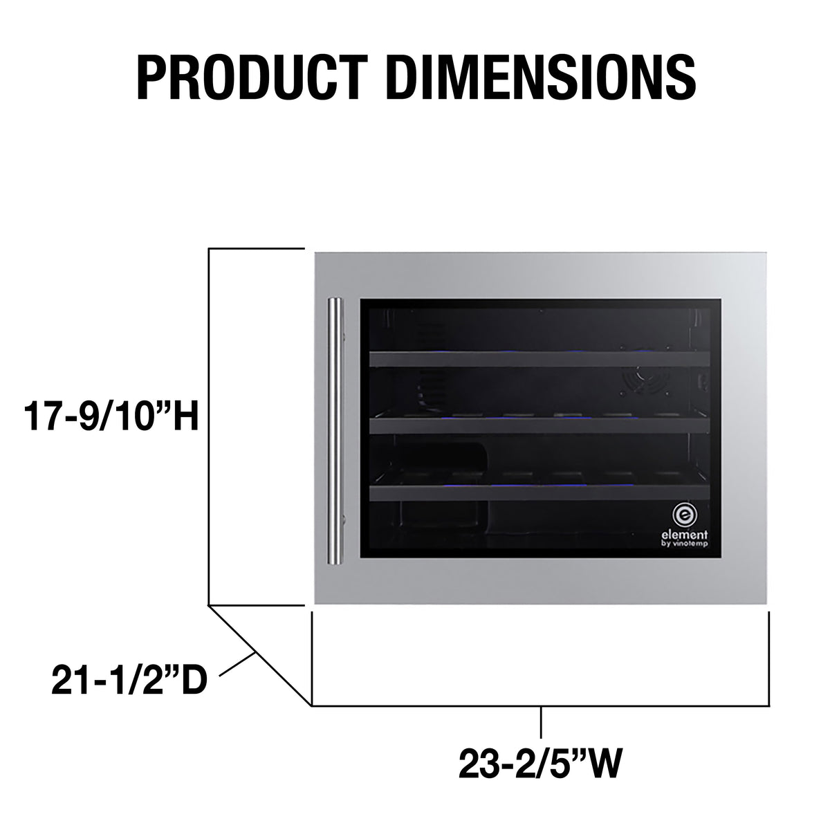 Vinotemp EL-24WCU Wall-Mounted Single-Zone Wine Cooler, 24 Bottle Capacity, in Stainless Steel (EL-24WCUSS)