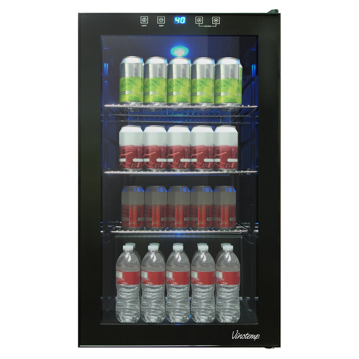 Vinotemp VT-BC34-TS Butler Series Beverage Cooler with Touch Screen Controls, 80 12 oz Can Capacity, in Black