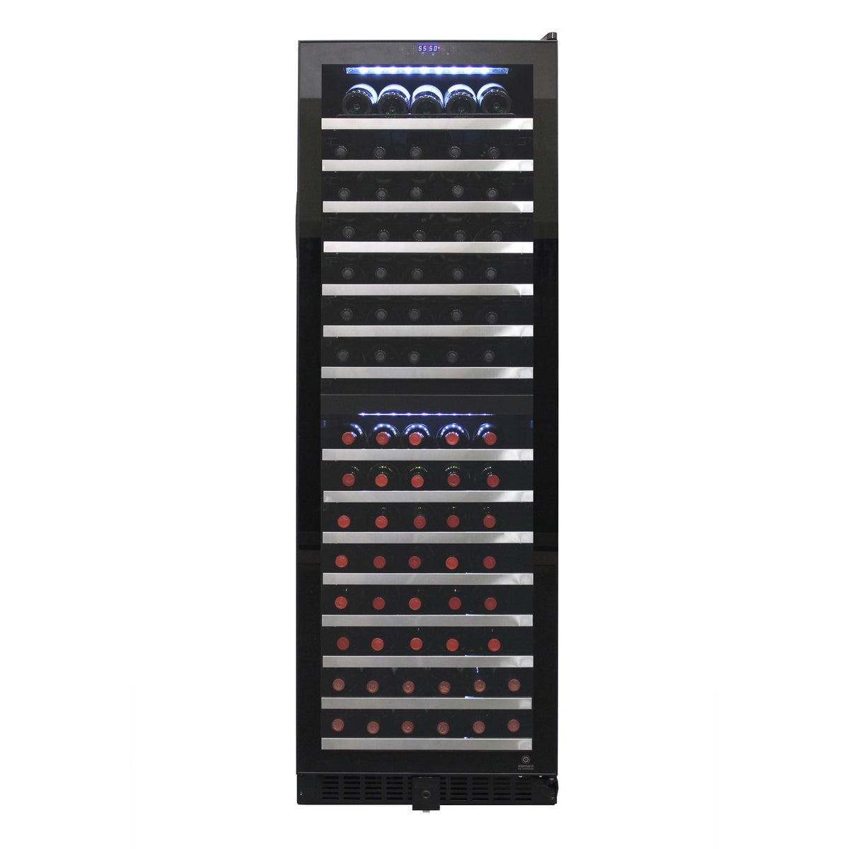 Vinotemp EL-142TSST Butler Series Dual-Zone Wine Cooler, 155 Bottle Capacity, in Black