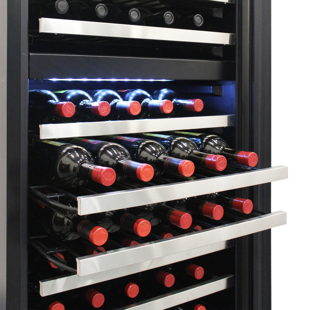 Vinotemp EL-142TSST Butler Series Dual-Zone Wine Cooler, 155 Bottle Capacity, in Black