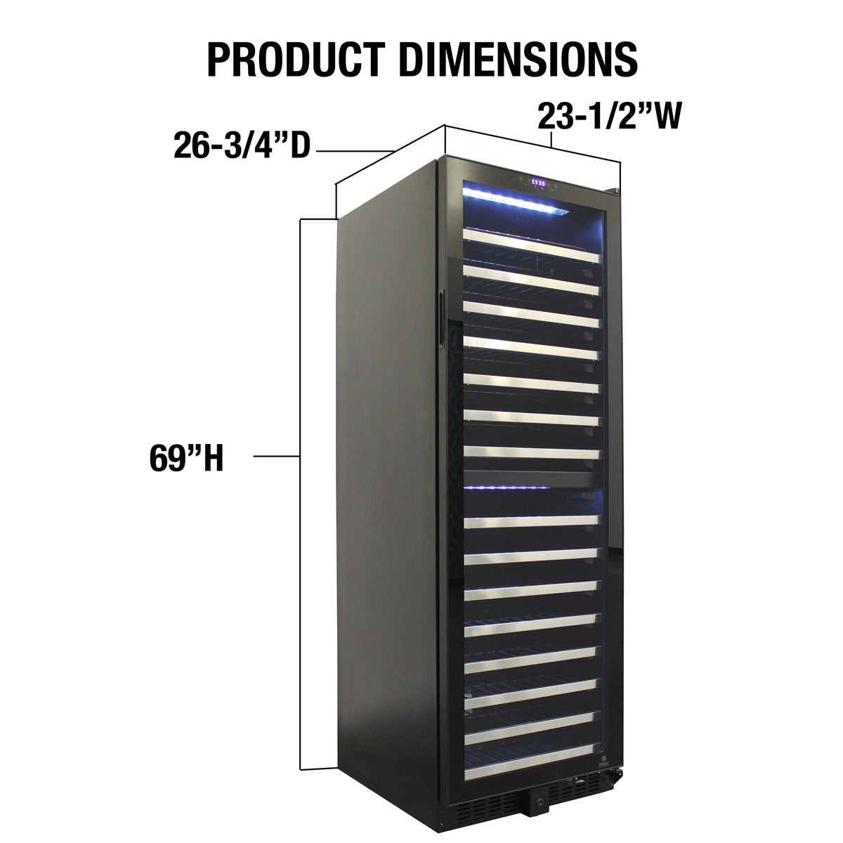 Vinotemp EL-142TSST Butler Series Dual-Zone Wine Cooler, 155 Bottle Capacity, in Black