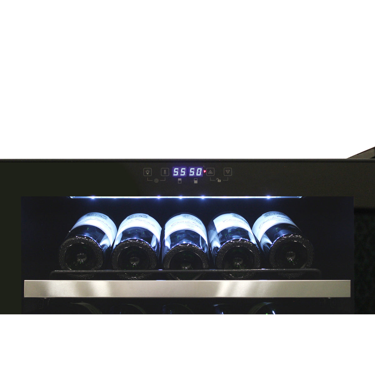 Vinotemp EL-142TSST Butler Series Dual-Zone Wine Cooler, 155 Bottle Capacity, in Black