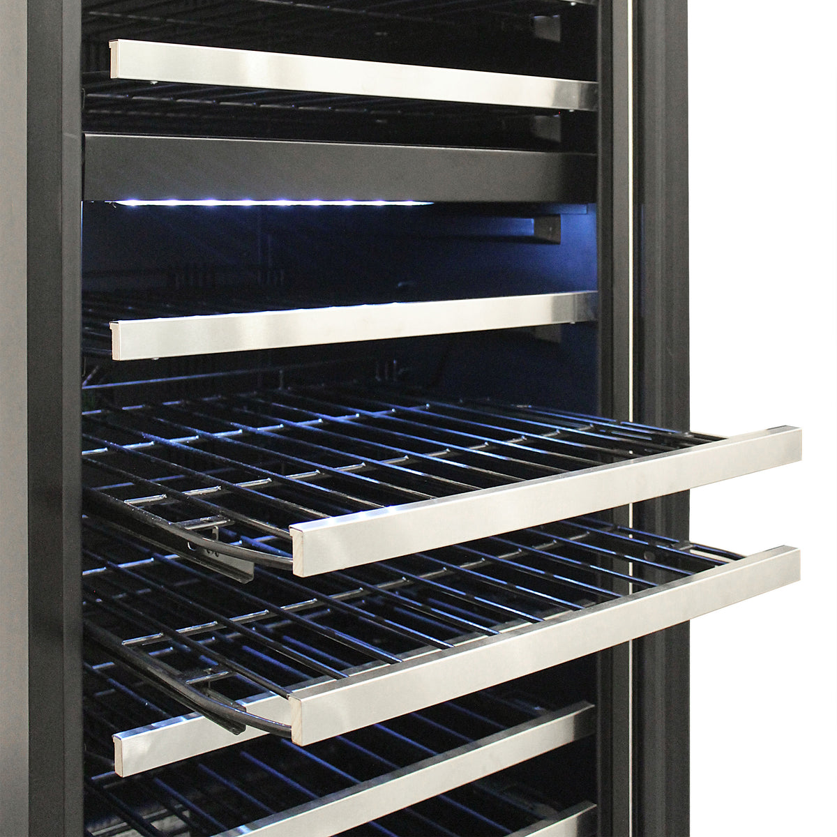 Vinotemp EL-142TSST Butler Series Dual-Zone Wine Cooler, 155 Bottle Capacity, in Black