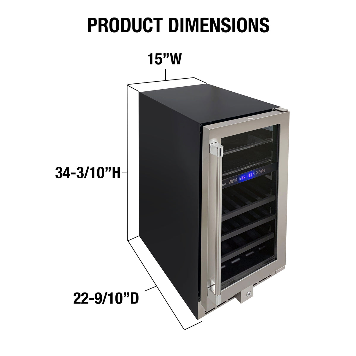 Vinotemp 15" Outdoor Dual-Zone Wine and Beverage Cooler, 19 Bottle and 35 12 oz Can Capacity, in Stainless Steel (VT-OUTDR15GD)