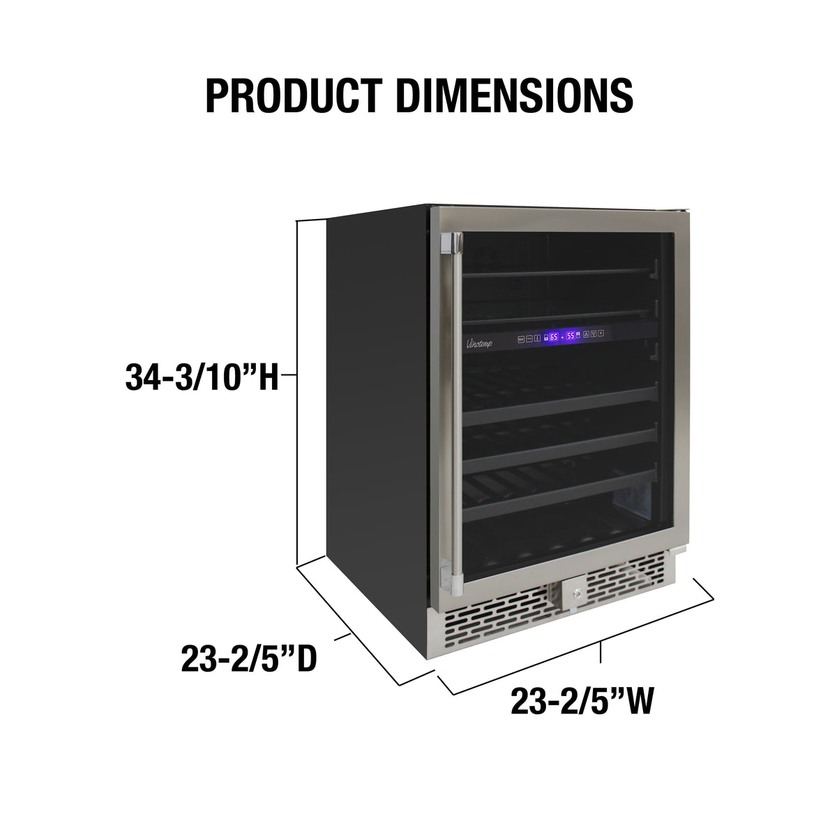 Vinotemp VT-OUTDR24GD 24" Outdoor Dual-Zone Wine and Beverage Cooler, 30 Bottle and 84 12 oz Can Capacity, in Stainless Steel