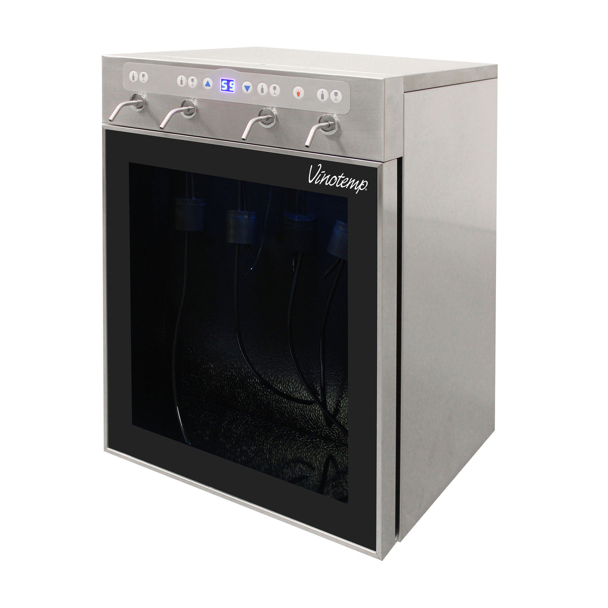 Vinotemp VT-PRWINEDIS4S WineSteward Wine Dispenser with Push Button Control, 4 Bottle Capacity, in Stainless Steel