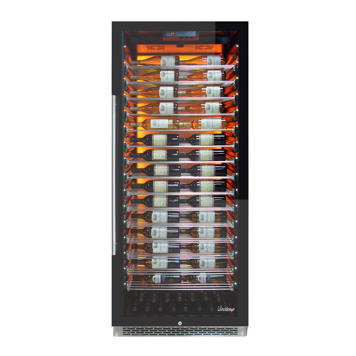 Vinotemp EL-300COMM Backlit Series Commercial 300 Wine Cooler, Right Hinge, 188 Bottle Capacity, in Black