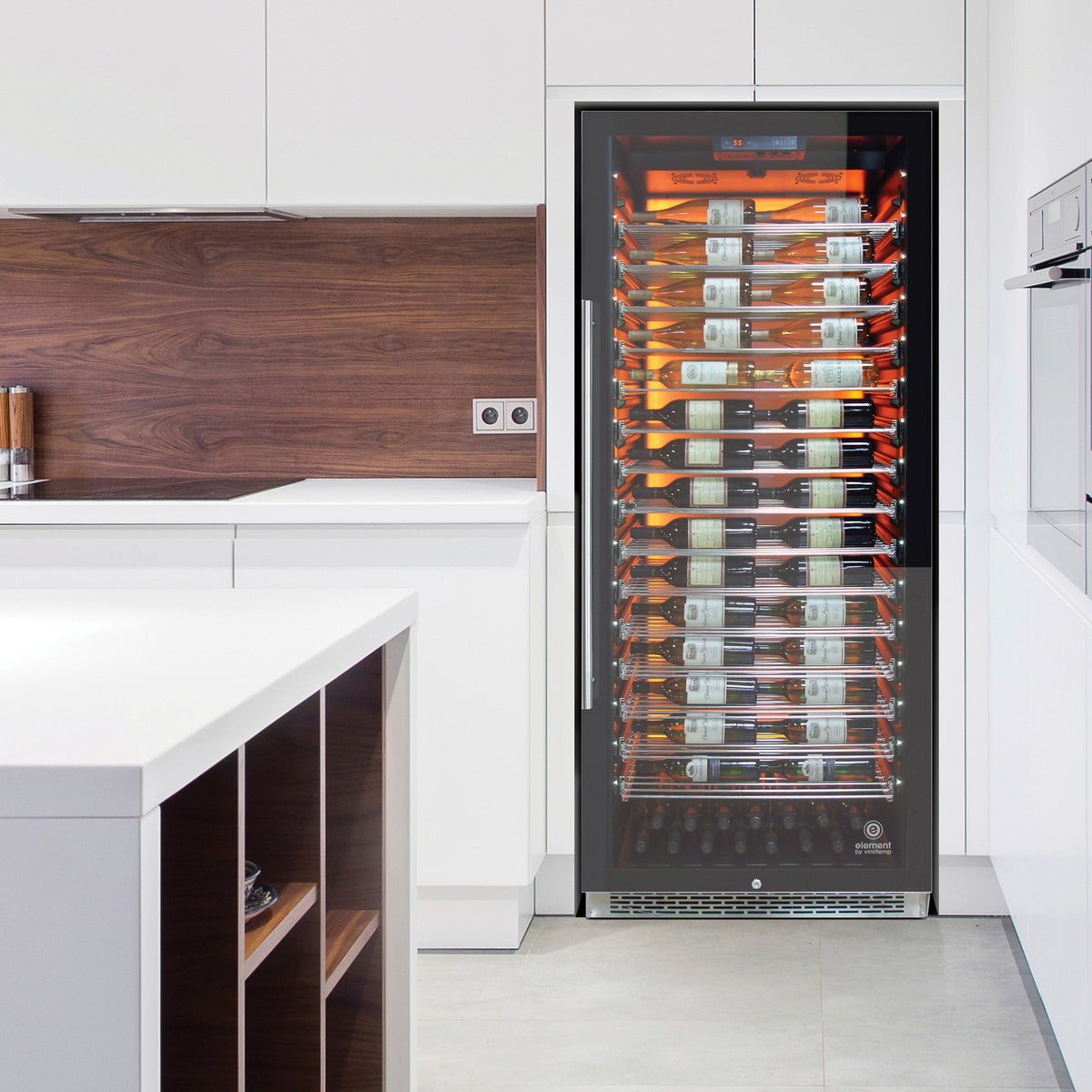 Vinotemp EL-300COMM Backlit Series Commercial 300 Wine Cooler, Right Hinge, 188 Bottle Capacity, in Black