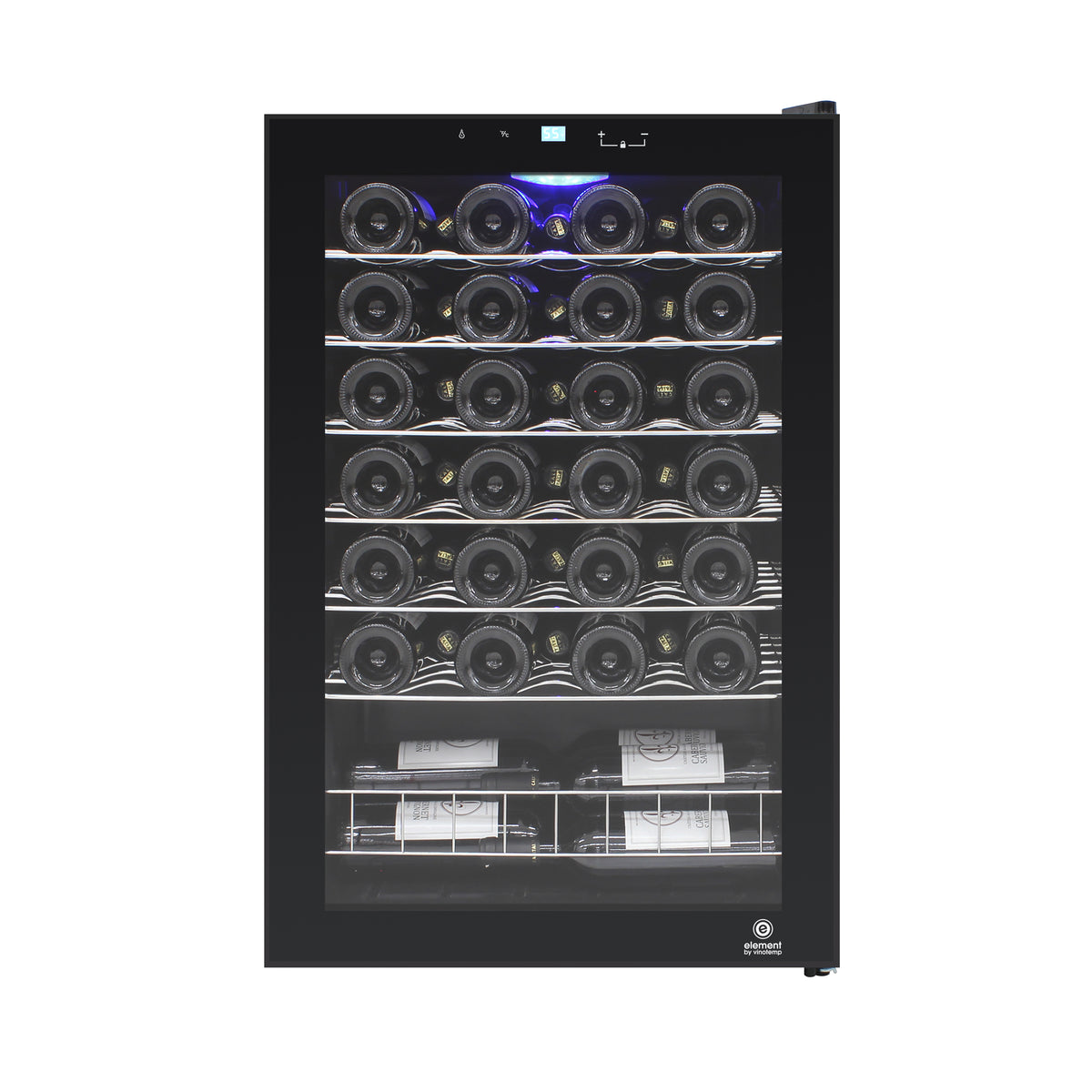 Vinotemp EL-48TS Butler Series Single-Zone Wine Cooler, 48 Bottle Capacity, in Black