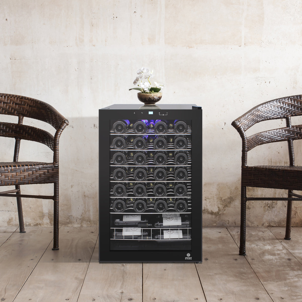 Vinotemp EL-48TS Butler Series Single-Zone Wine Cooler, 48 Bottle Capacity, in Black