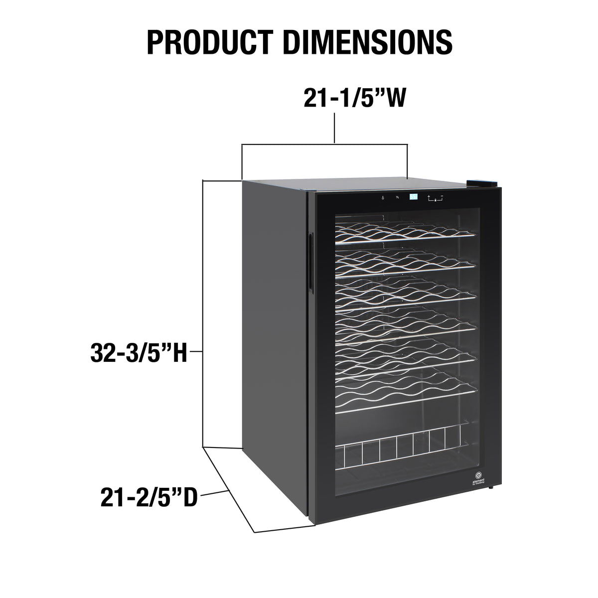 Vinotemp EL-48TS Butler Series Single-Zone Wine Cooler, 48 Bottle Capacity, in Black