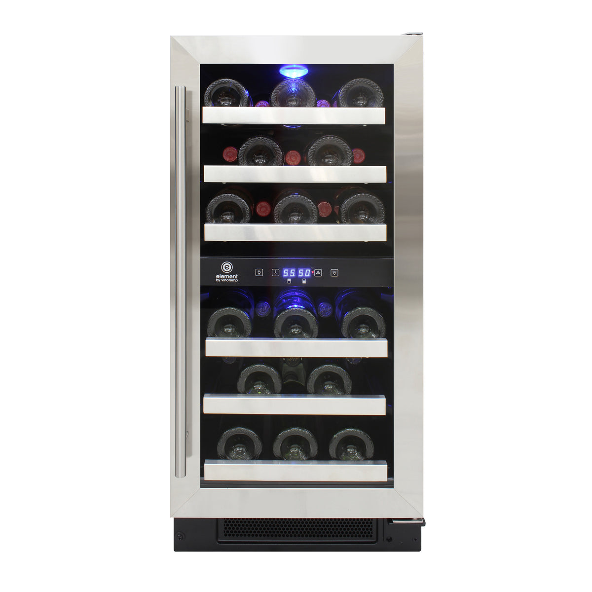 Vinotemp EL-WCU113 Connoisseur Series Compact Dual-Zone Wine Cooler, 28 Bottle Capacity, in Stainless Steel (EL-WCU101-03)