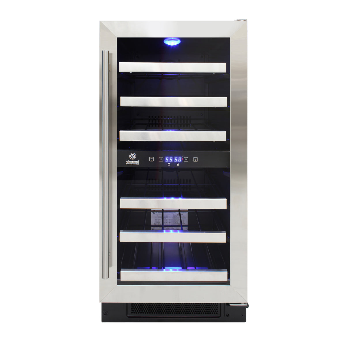 Vinotemp EL-WCU113 Connoisseur Series Compact Dual-Zone Wine Cooler, 28 Bottle Capacity, in Stainless Steel (EL-WCU101-03)