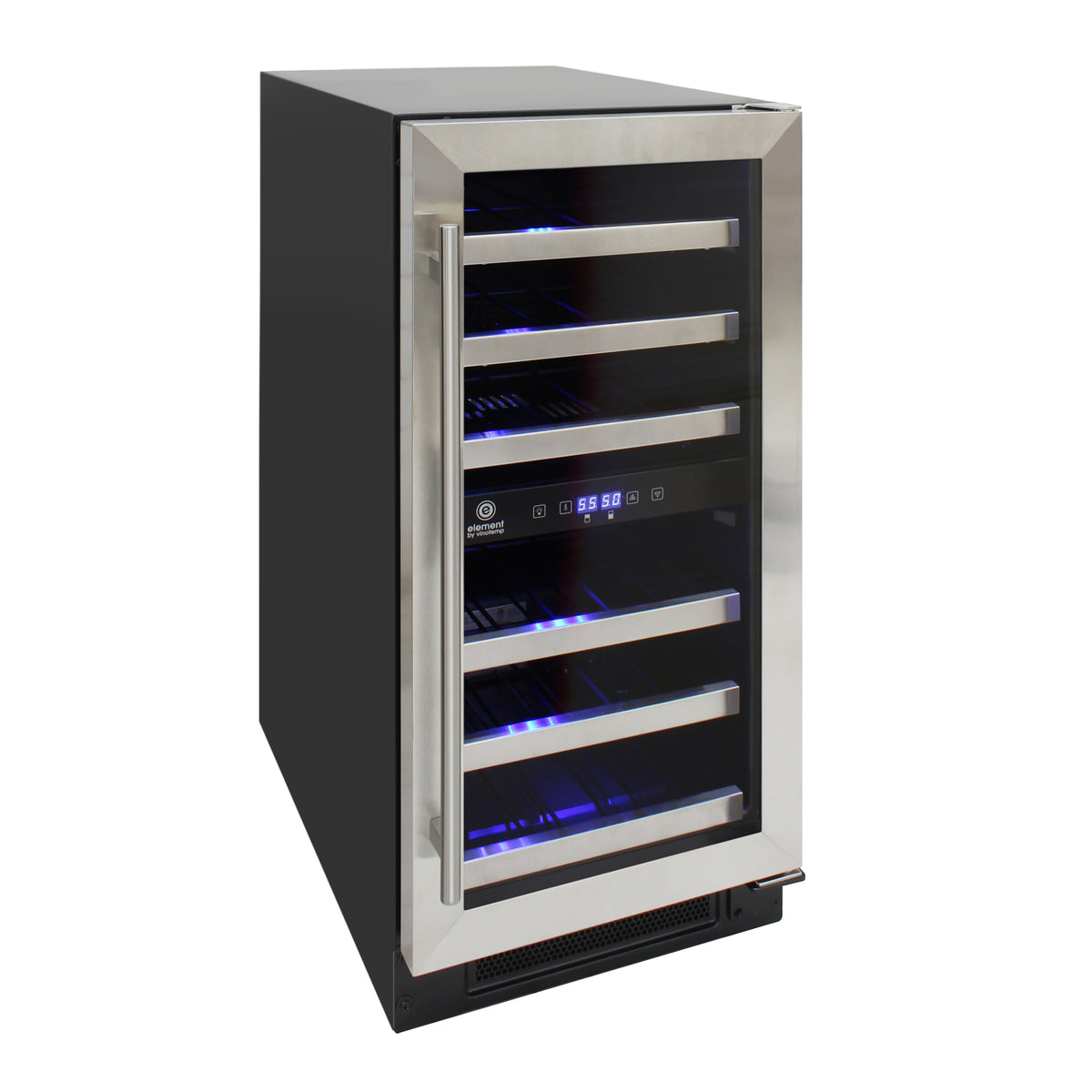 Vinotemp EL-WCU113 Connoisseur Series Compact Dual-Zone Wine Cooler, 28 Bottle Capacity, in Stainless Steel (EL-WCU101-03)