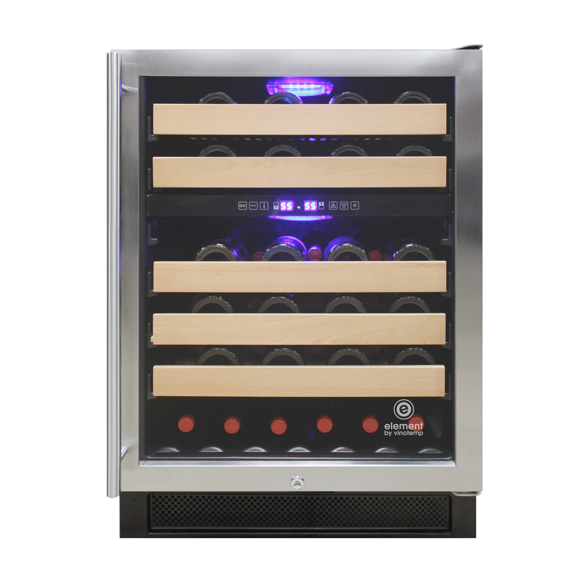 Vinotemp EL-46WCST Connoisseur Series 46 Dual-Zone Wine Cooler, Right Hinge, 46 Bottle Capacity, in Stainless Steel