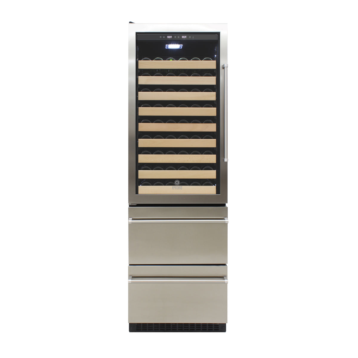 Vinotemp EL-BWC108 Connoisseur Series Dual-Zone Wine and 2 Drawer Beverage Cooler, Left Hinge, 108 Bottles & 100 12 oz Can Capacity, Stainless Steel