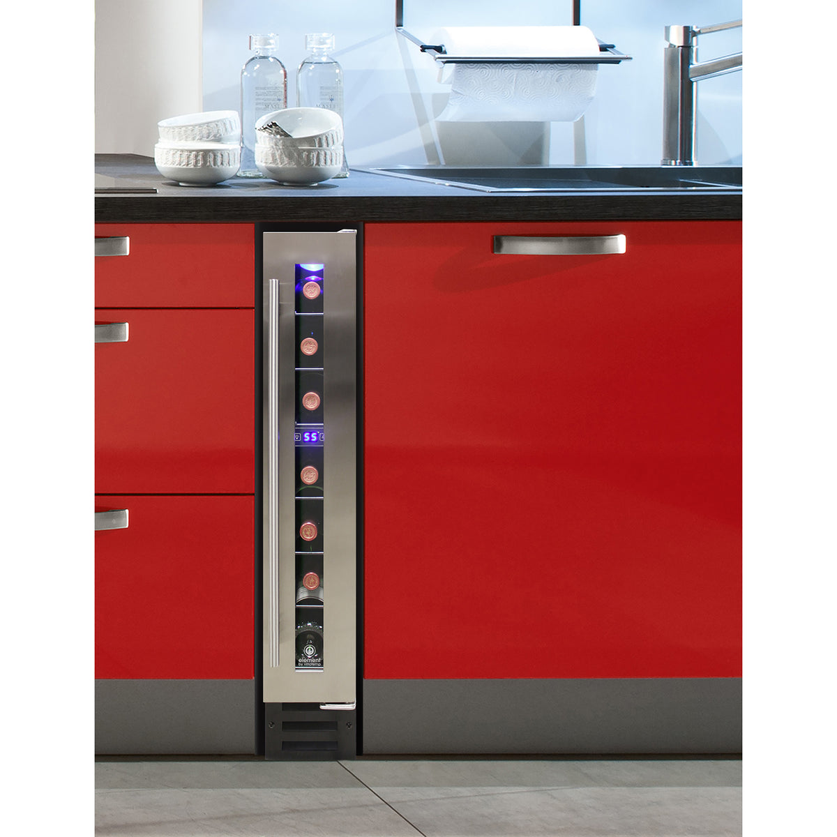 Vinotemp EL-7TSST Private Reserve Series Compact Single-Zone Wine Cooler with Touch Screen Controls, 7 Bottle Capacity, in Stainless Steel