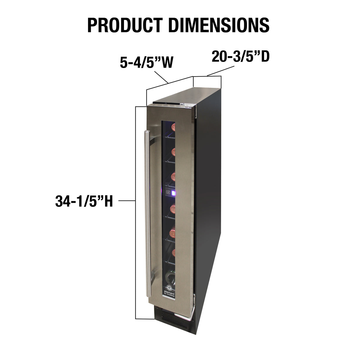 Vinotemp EL-7TSST Private Reserve Series Compact Single-Zone Wine Cooler with Touch Screen Controls, 7 Bottle Capacity, in Stainless Steel