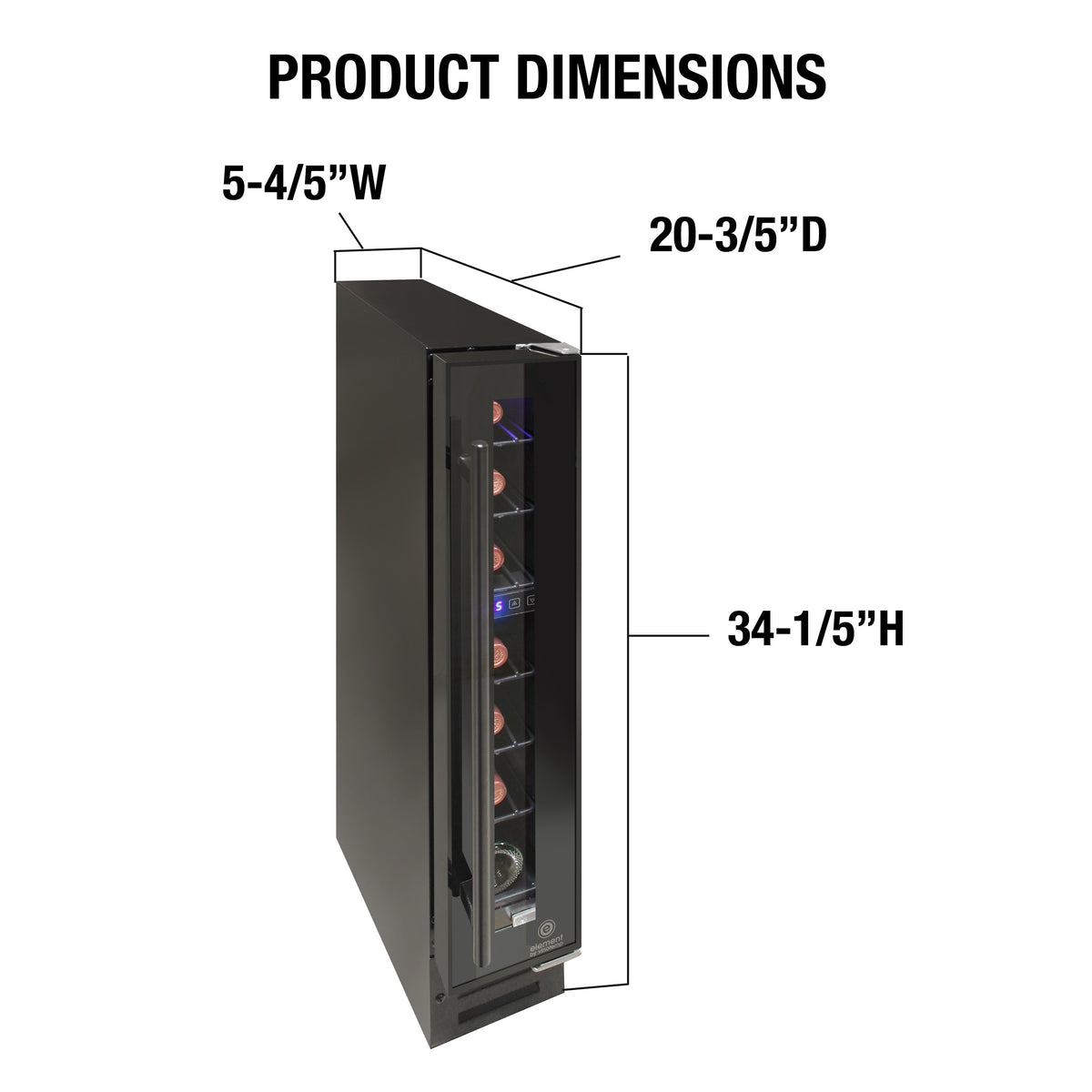 Vinotemp EL-7TS Private Reserve Series Compact Single-Zone Wine Cooler with Touch Screen Controls, 7 Bottle Capacity, in Black (EL-7TS-BLACK)