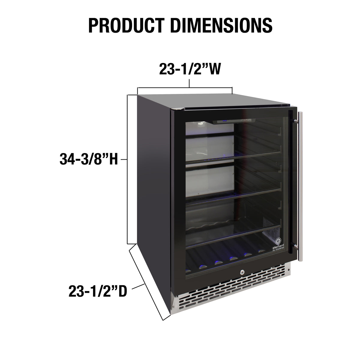 Vinotemp EL-54BCCOMM Backlit Series Commercial Beverage Cooler, Left Hinge, 117 Can Capacity, in Black (EL-54BCCOMM-L)