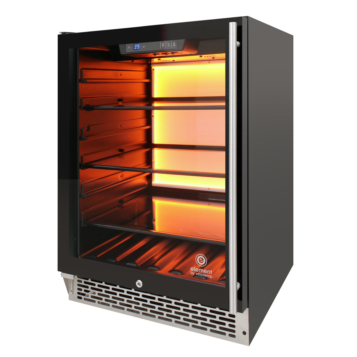 Vinotemp EL-54BCCOMM Backlit Series Commercial Beverage Cooler, Left Hinge, 117 Can Capacity, in Black (EL-54BCCOMM-L)