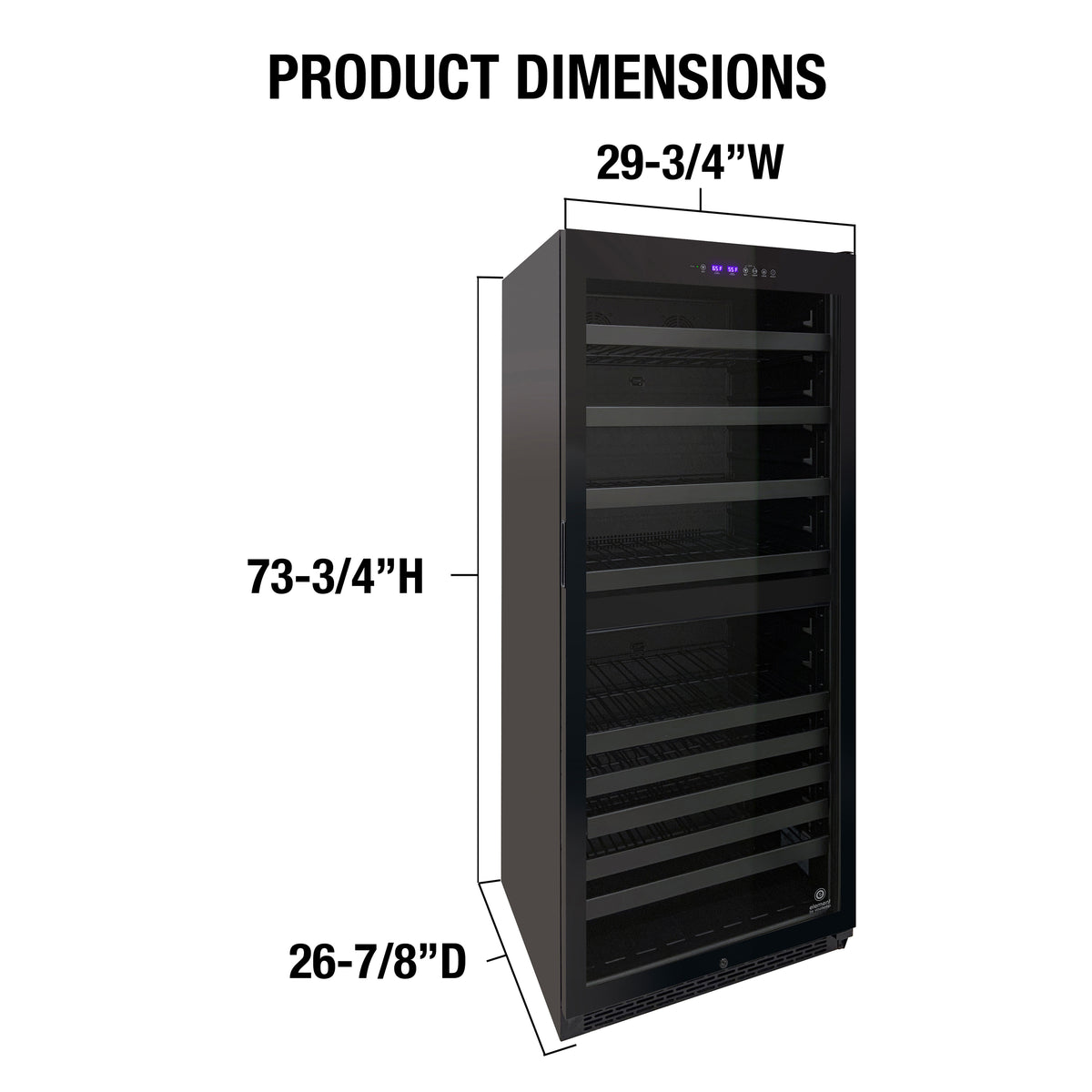 Vinotemp EL-300TS Butler Series Dual-Zone Wine Cooler, 228 Bottle Capacity, in Black