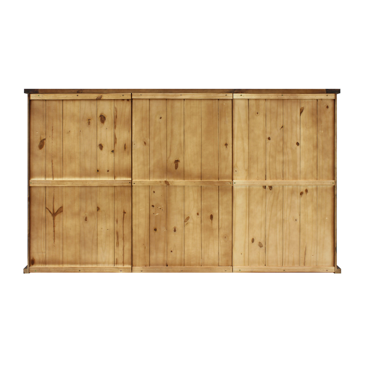 Vinotemp VT-RUSTICRED3D Rustic Wood Wine Cellar Credenza with Sliding Barn Doors, 65" x 38", in Golden Oak